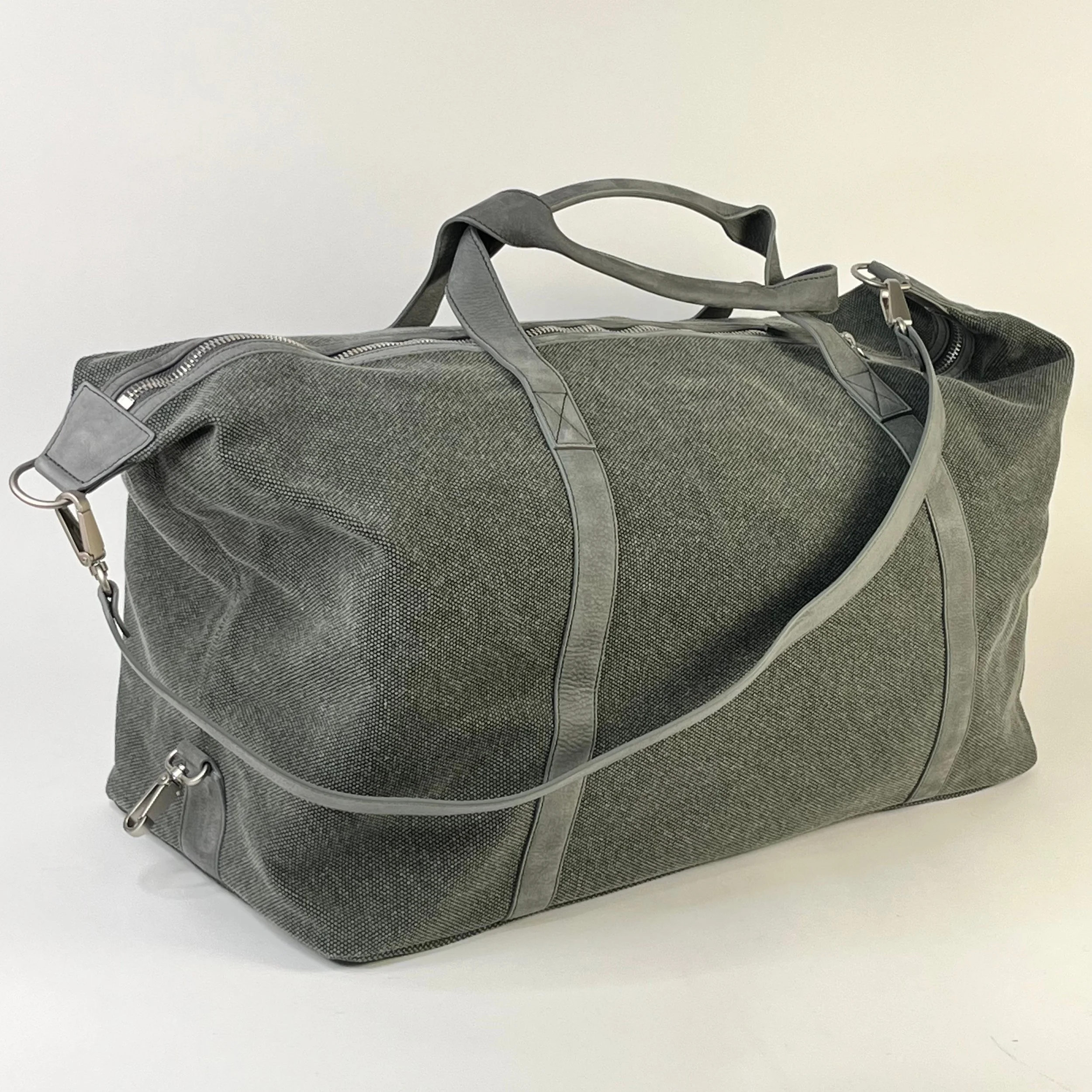 Rolex Grey Canvas & Suede Leather Travel Duffel Bag – Rare Collectible